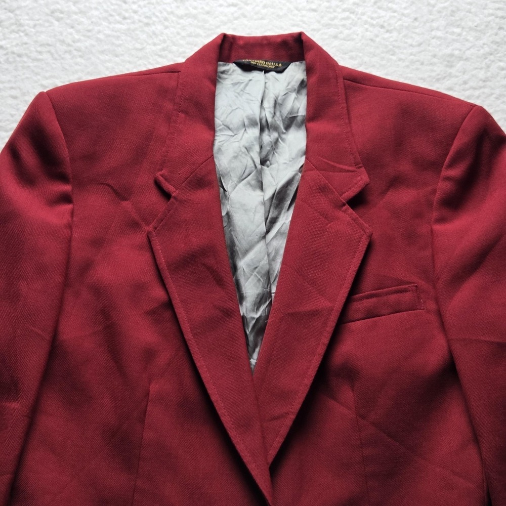 Vintage Lady Hardwick Blazer Jacket Womens 14 Red Gold Buttons Lined USA